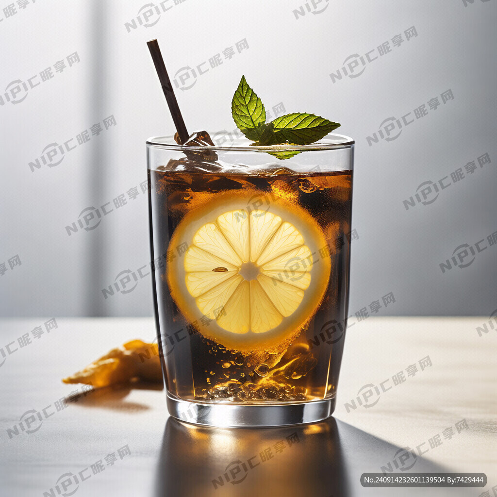 单杯 柠檬茶饮 玻璃杯 有冰