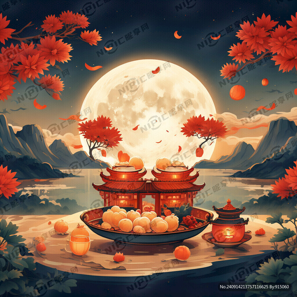 生成一张中秋节快乐的海报