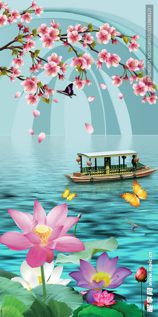 荷花背景墙