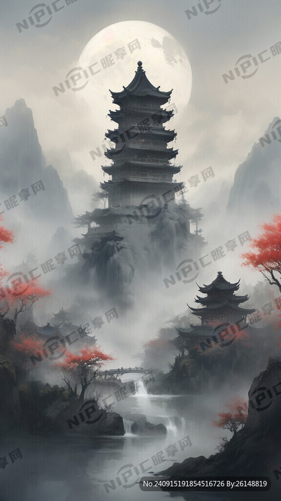 中国山西五台山 白塔 寺庙