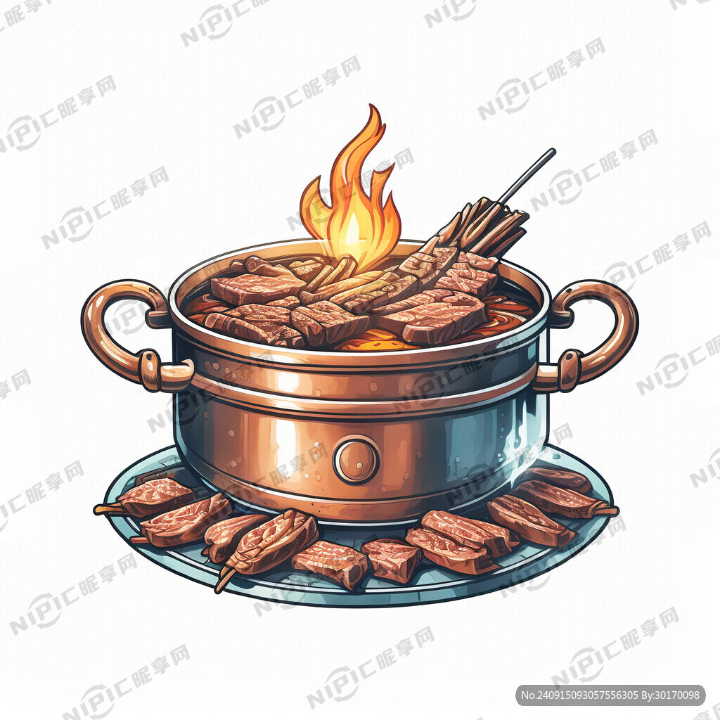 老式铜火锅  一把烧烤肉串