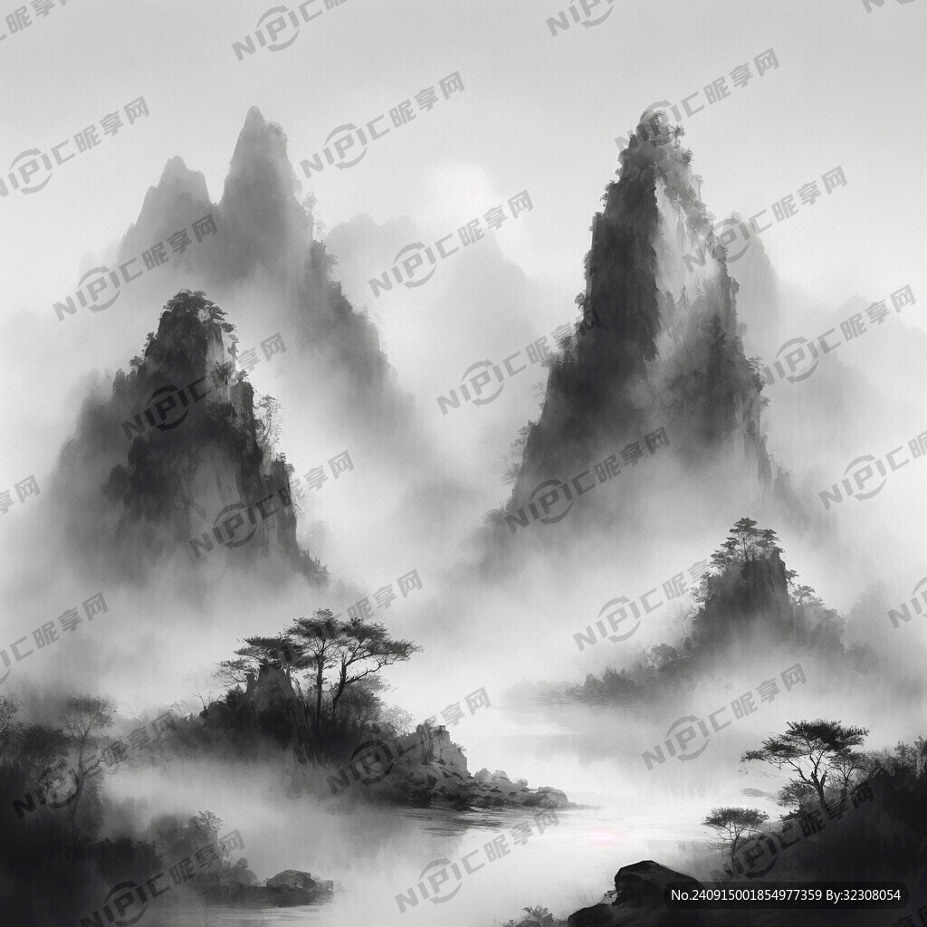 山谷 中国风 中国画 山水