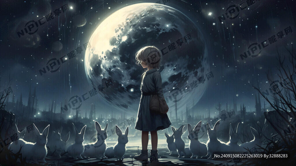 硕大的月亮 一个少女