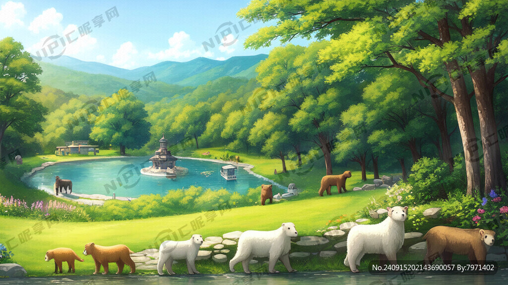 卡通动物乐园 熊 猴 羊 狗