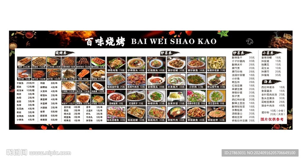 烧烤店菜单灯箱菜品合集
