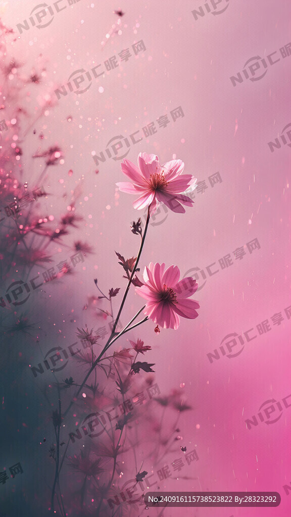 粉色背景 右上角一朵粉色的花朵