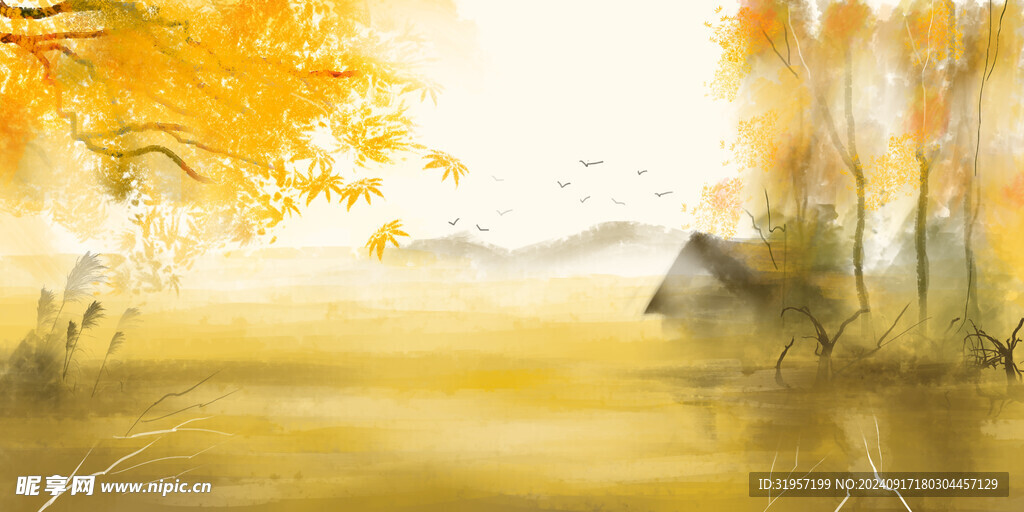 秋天插画唯美背景