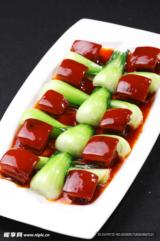菜胆红烧肉