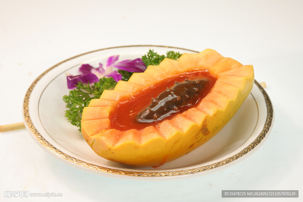 原汁木瓜炖辽参