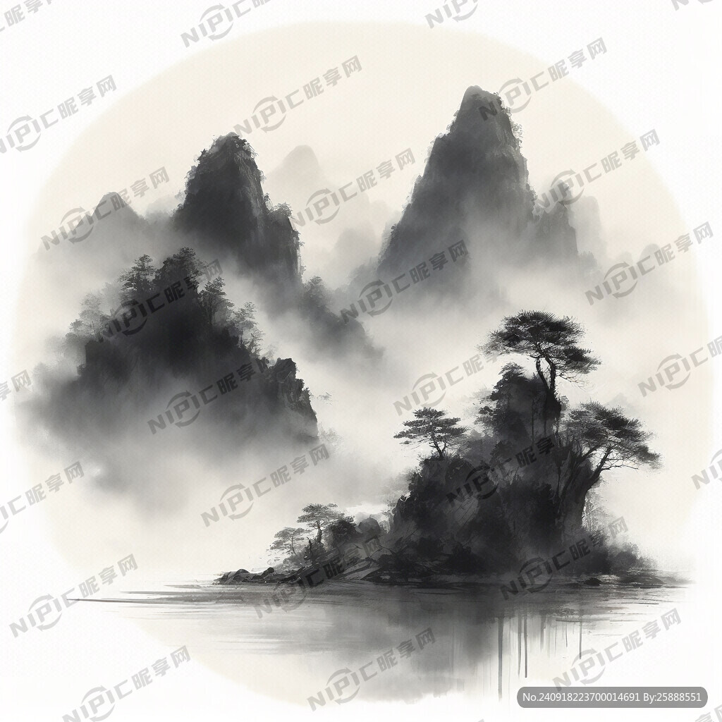 山谷 中国风 中国画 山水