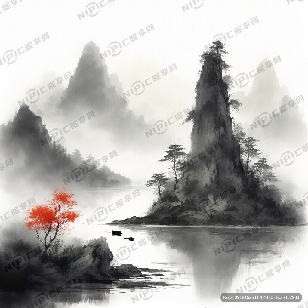 山谷 中国风 中国画 山水