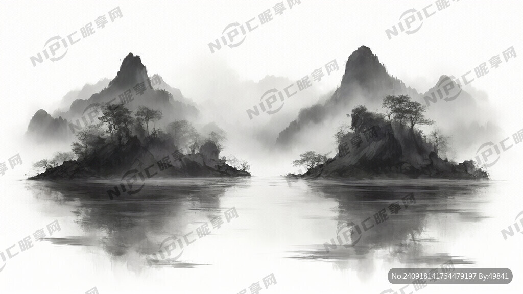 山水背景 意境水墨风格