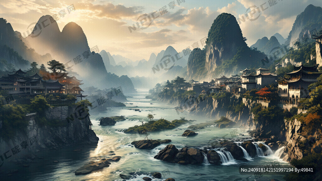 贵州风光山水背景  俯瞰角度 