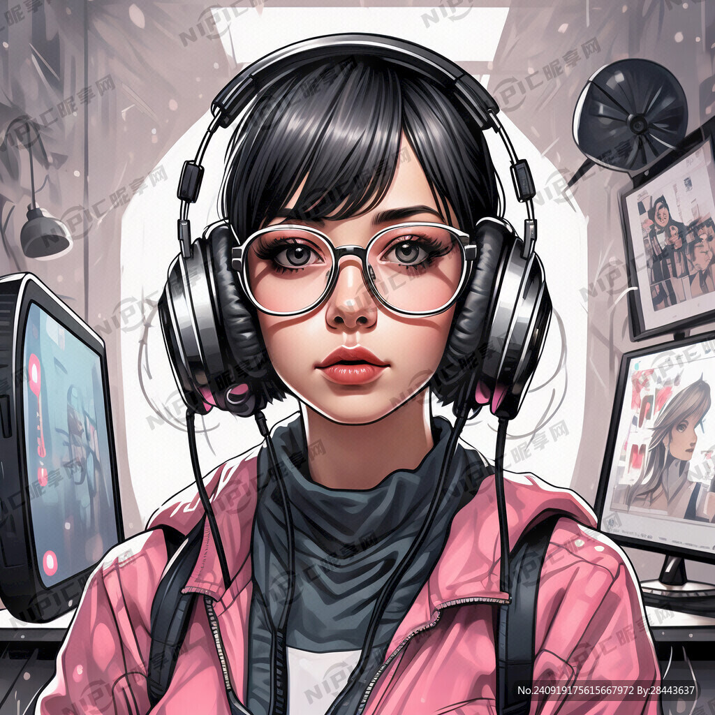 少女 漫画 直播 主播 眼镜