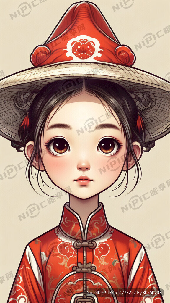 戴帽子的卡通女孩