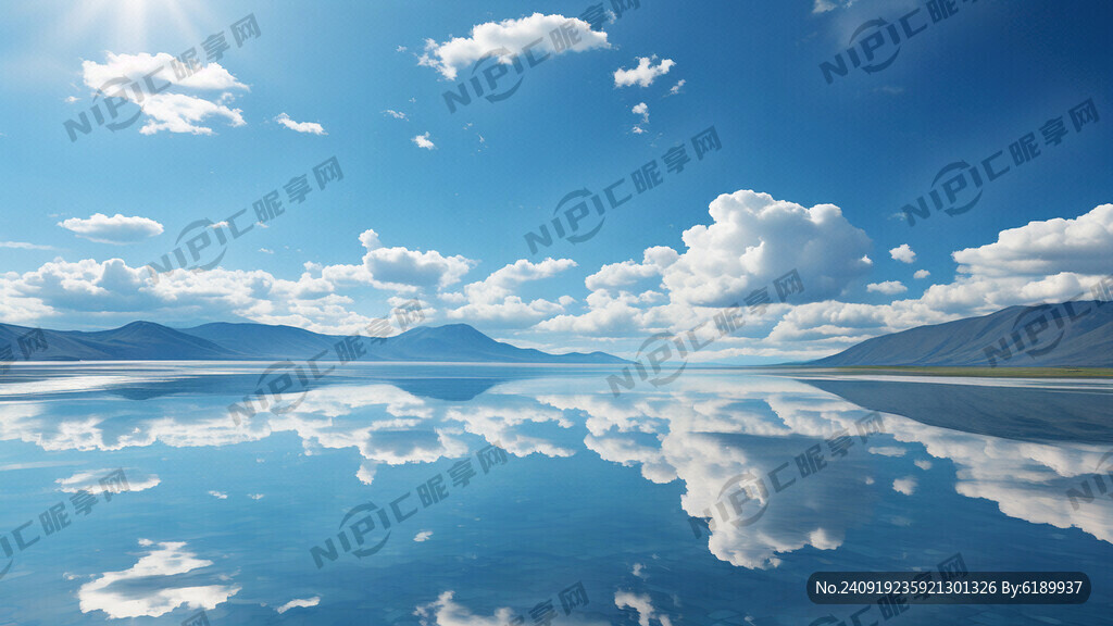 很简约的 蓝天 白云 水天相接