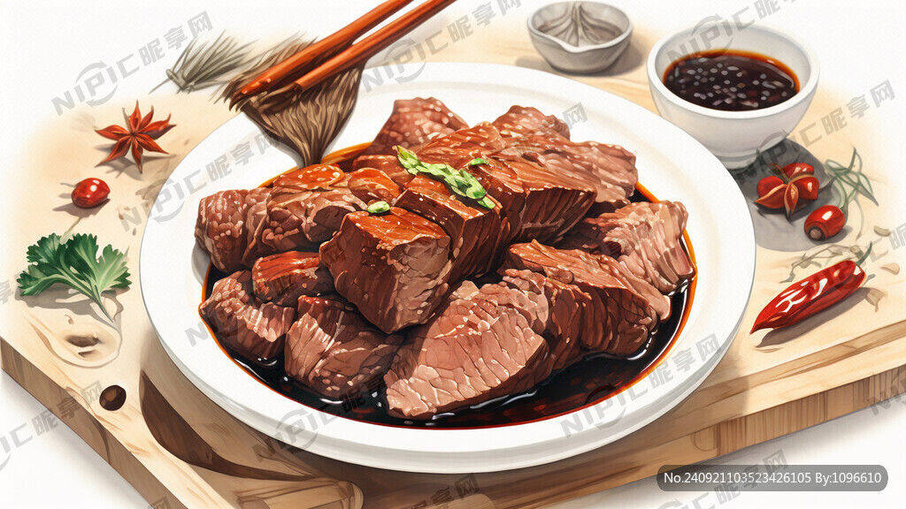 酱牛肉工艺插画