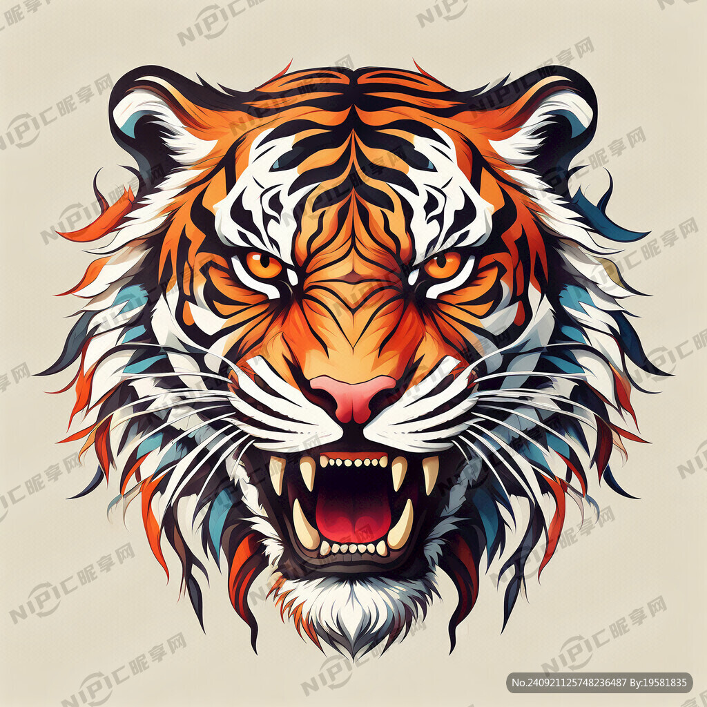 抽象老虎头 牙齿锋利