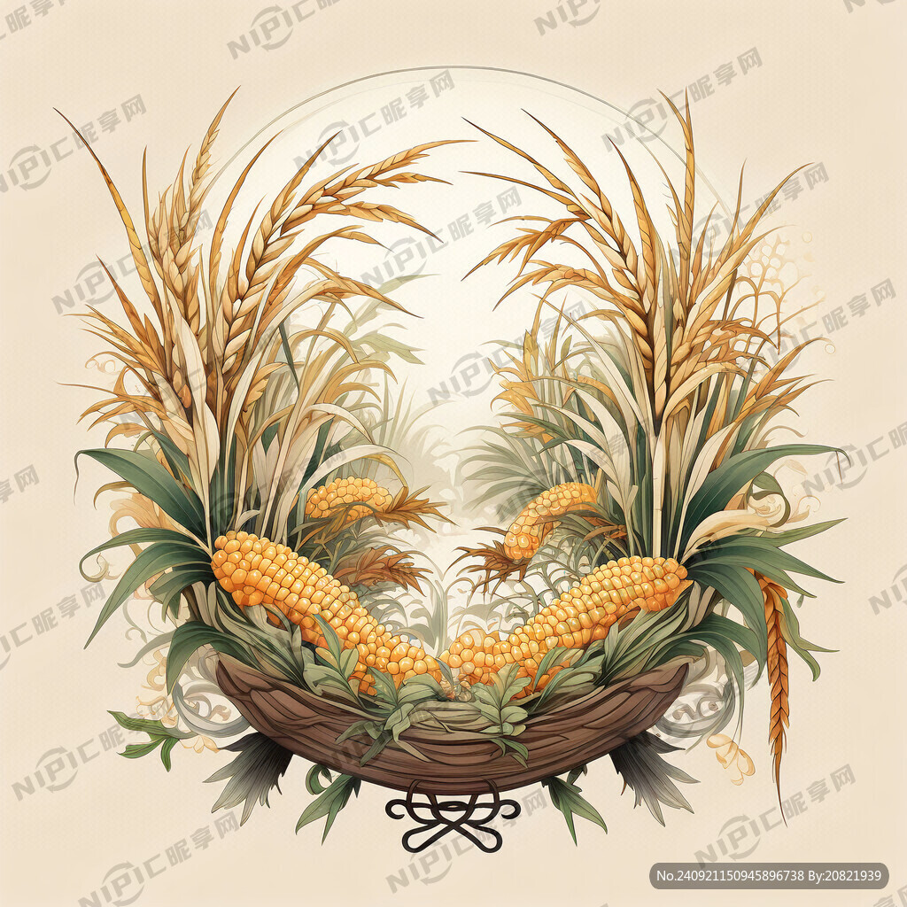 有水稻玉米大豆组成的五谷丰登插
