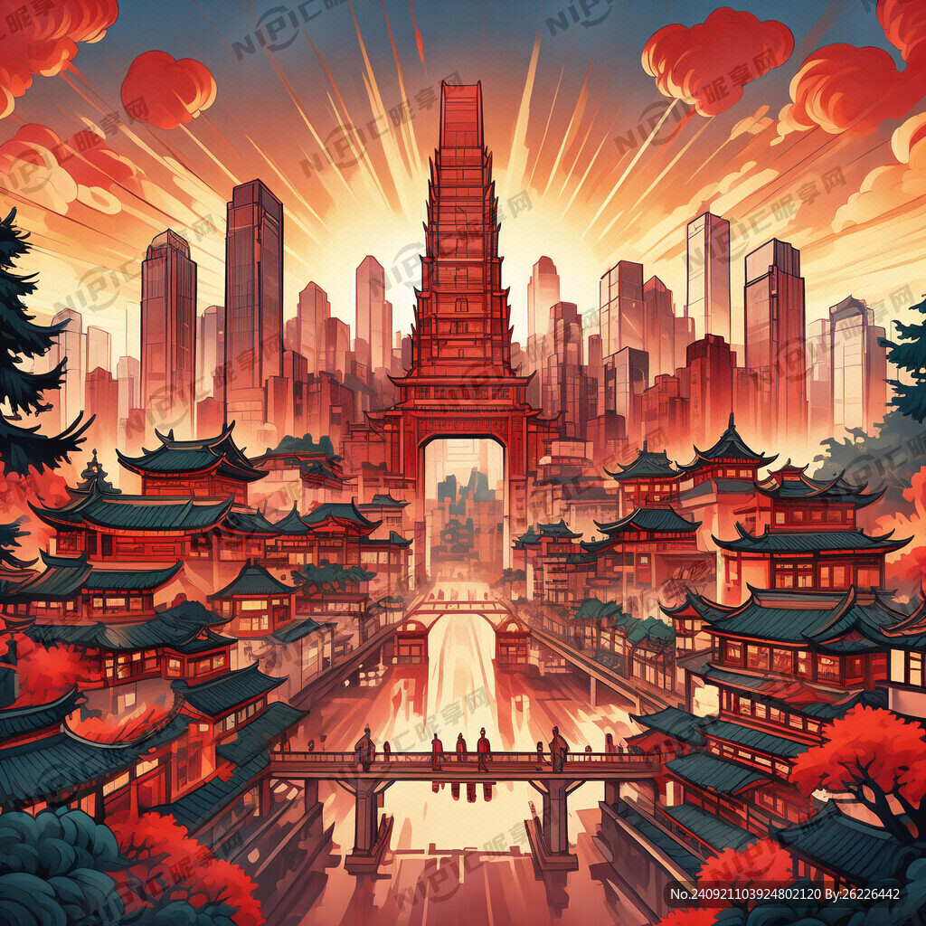 只要重庆两个字 火红色 国风