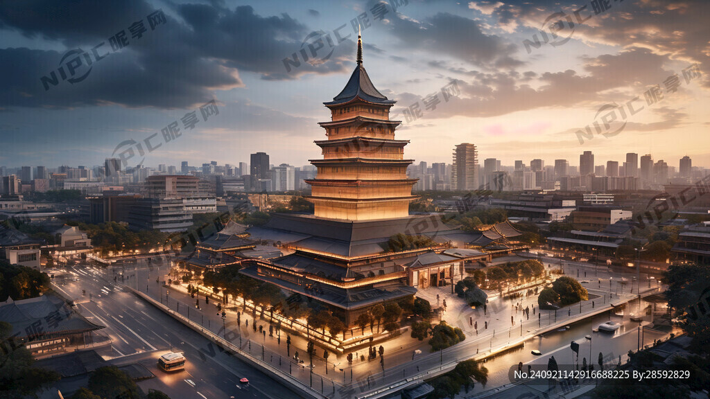 西安钟楼 大雁塔 著名建筑