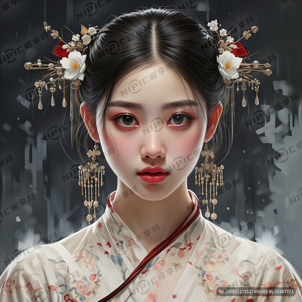 现代 美女 面部 大眼睛