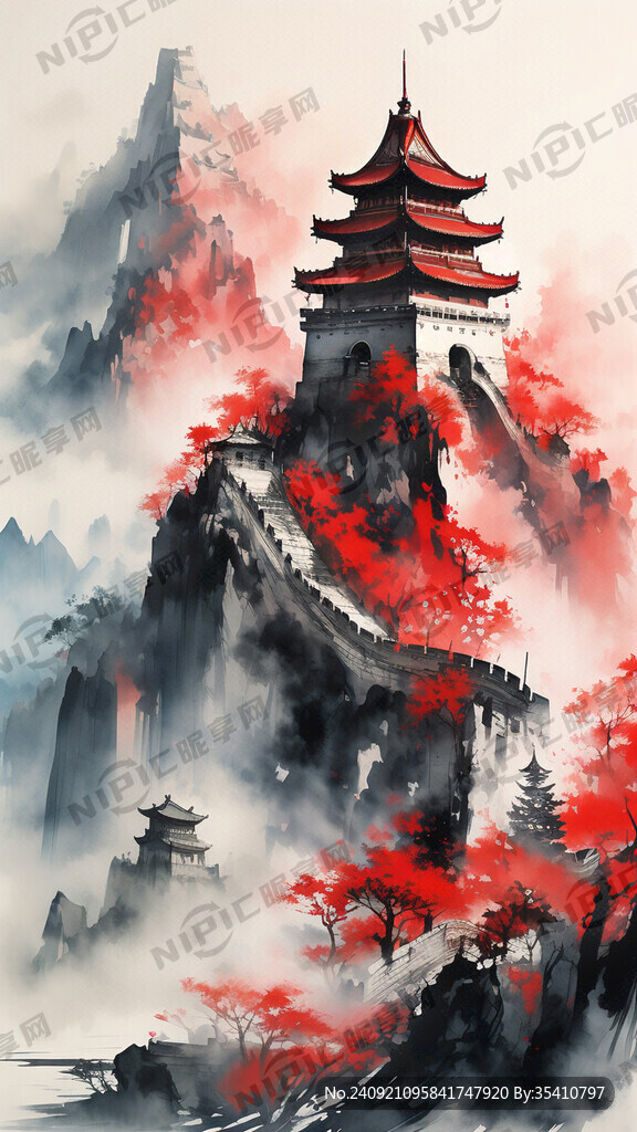 国家 长城 红色