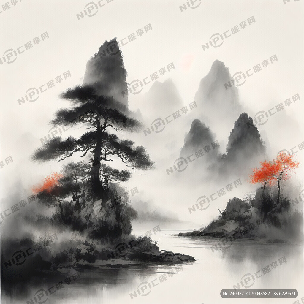 山谷 中国风 中国画 山水
