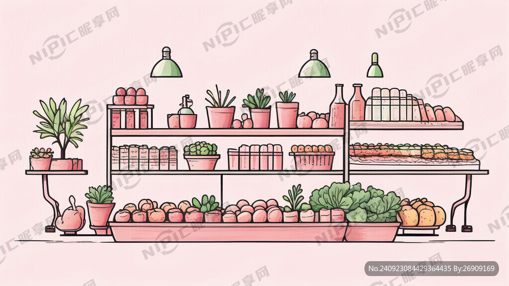 淡粉色底 超市果蔬