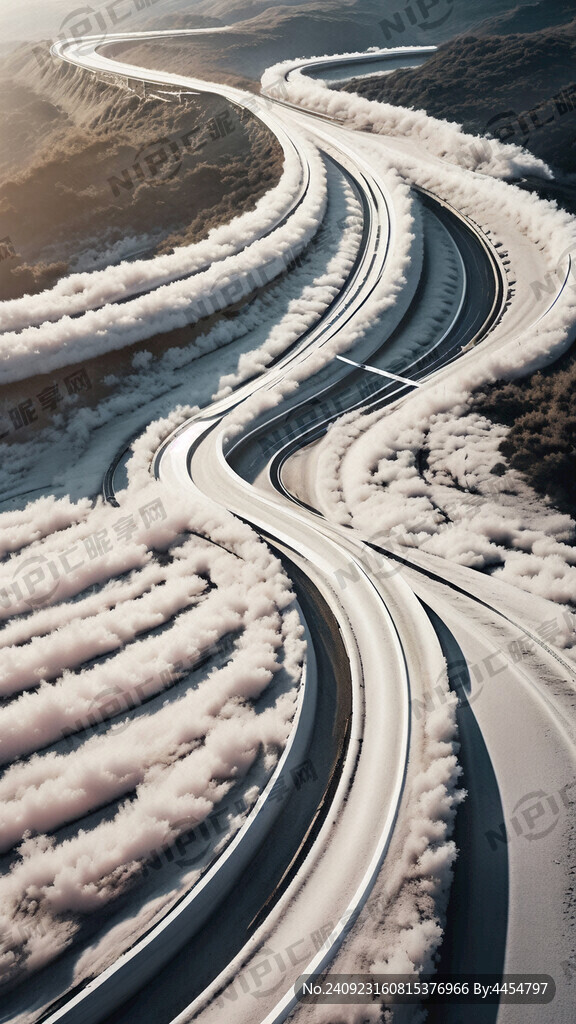 弯曲的白色道路