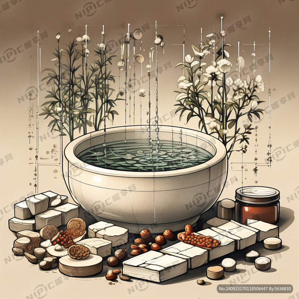 传统中草药药浴泡澡平面图