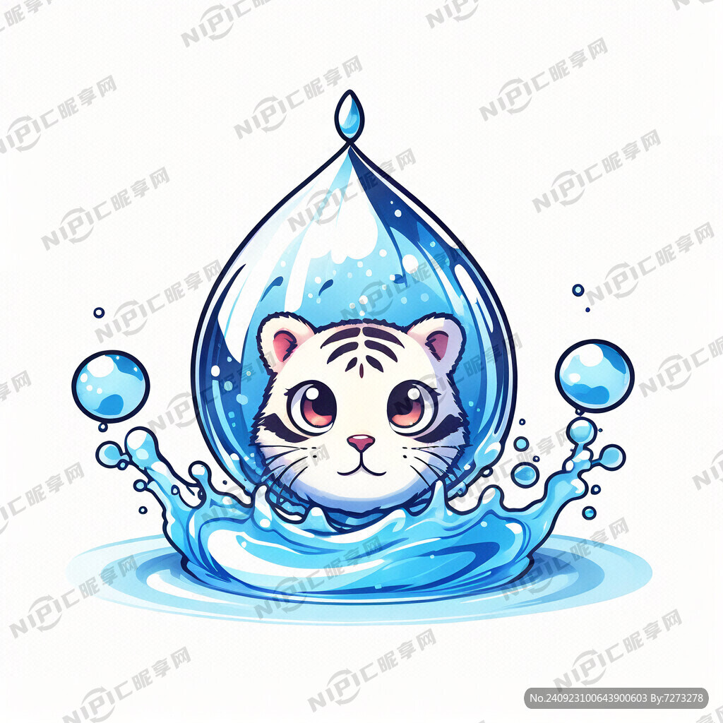 卡通水滴旋涡旋转 中间卡通老虎