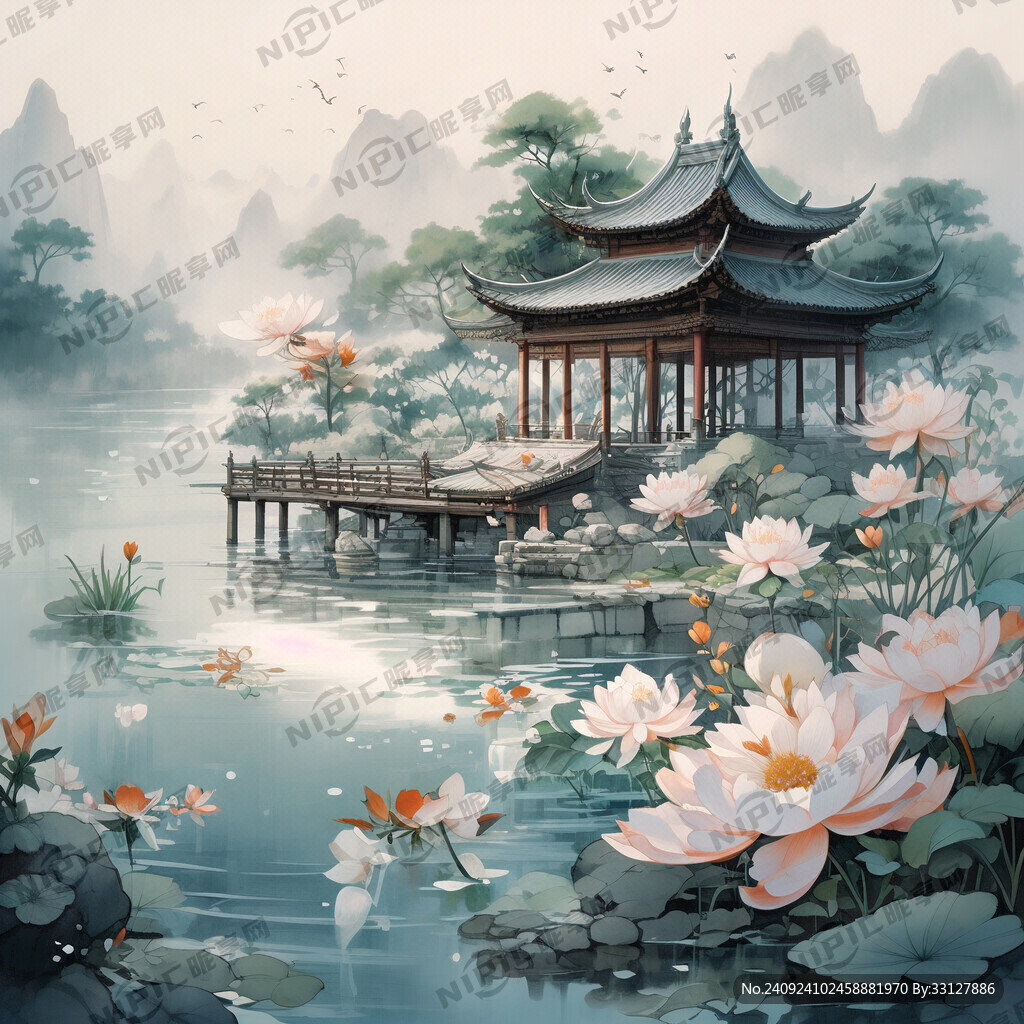 中国风鱼塘