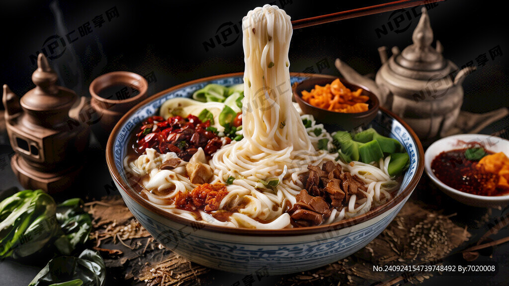 云南背景图配云南特产过桥米线