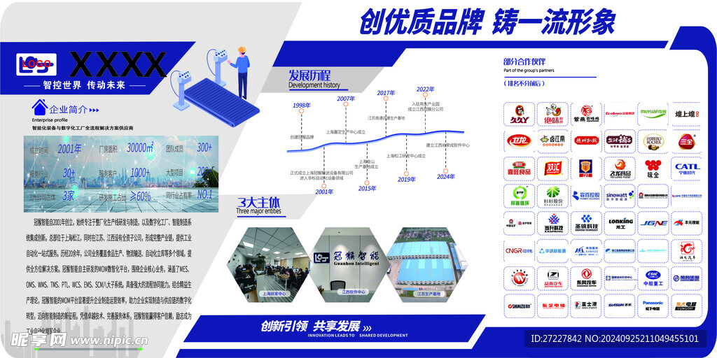 智能化 蓝色背景 企业文化墙