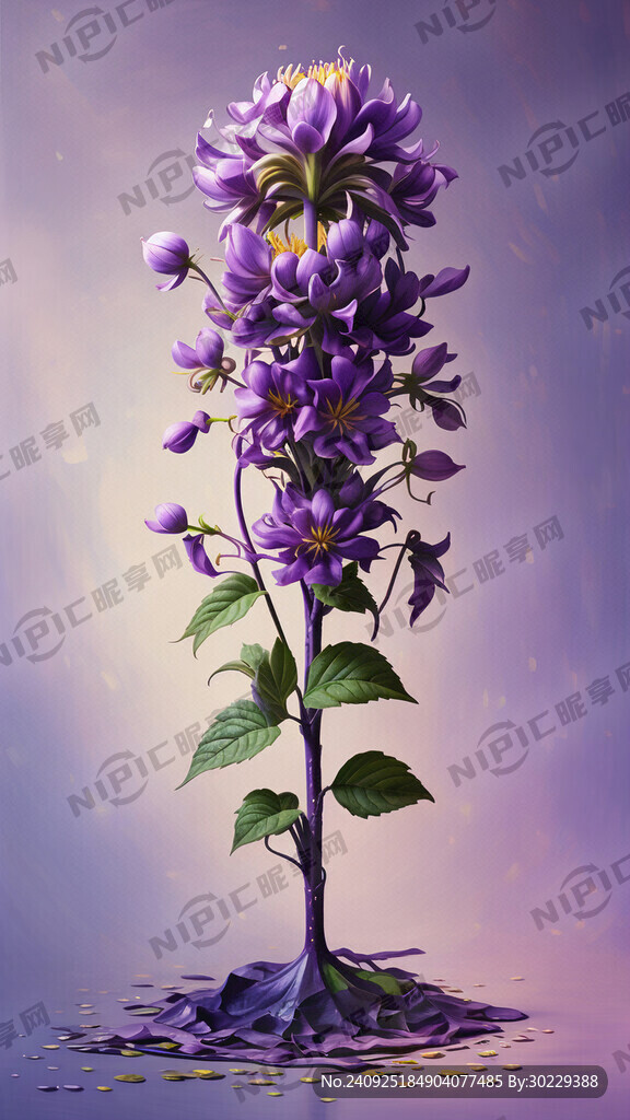 紫色的花 缠绕在圆柱上 盛开