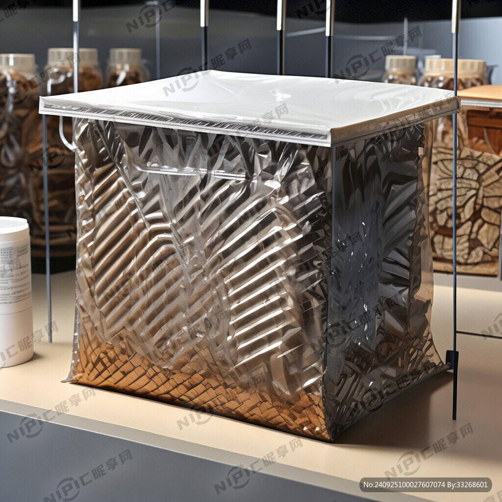 展台上放了一些塑料包装袋  