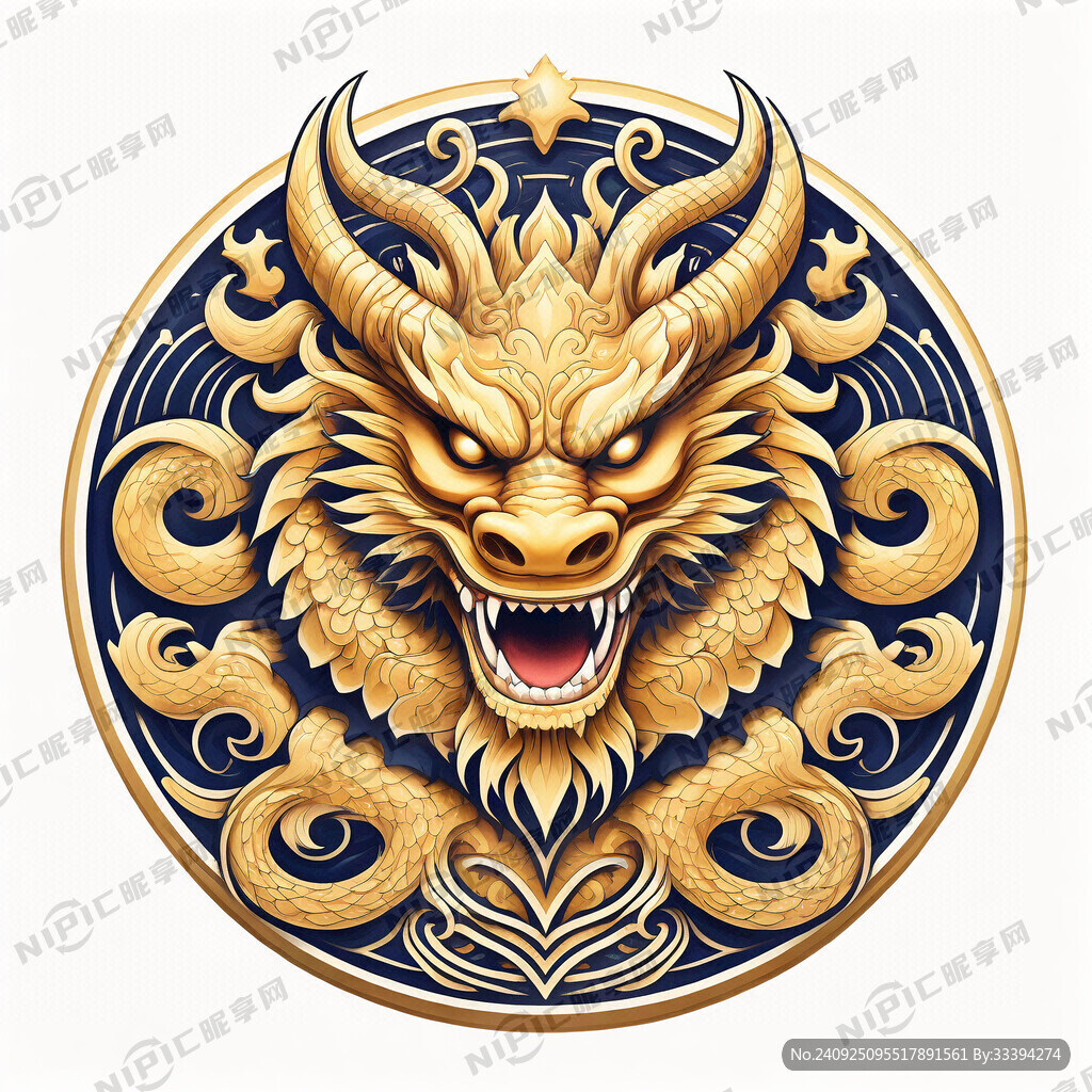 龙 金色 圆形