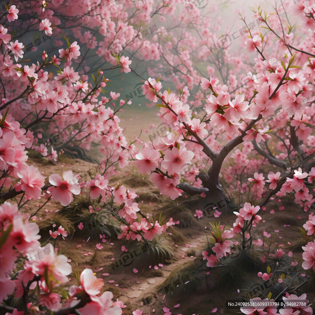 桃花 铺满