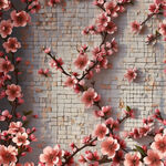 桃花，碎花，花纹，铺满