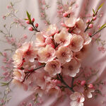 桃花，碎花，粉红，布纹，清新
