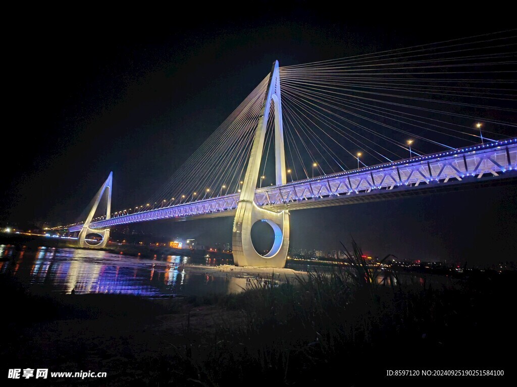 重庆白居寺大桥紫色夜景大桥