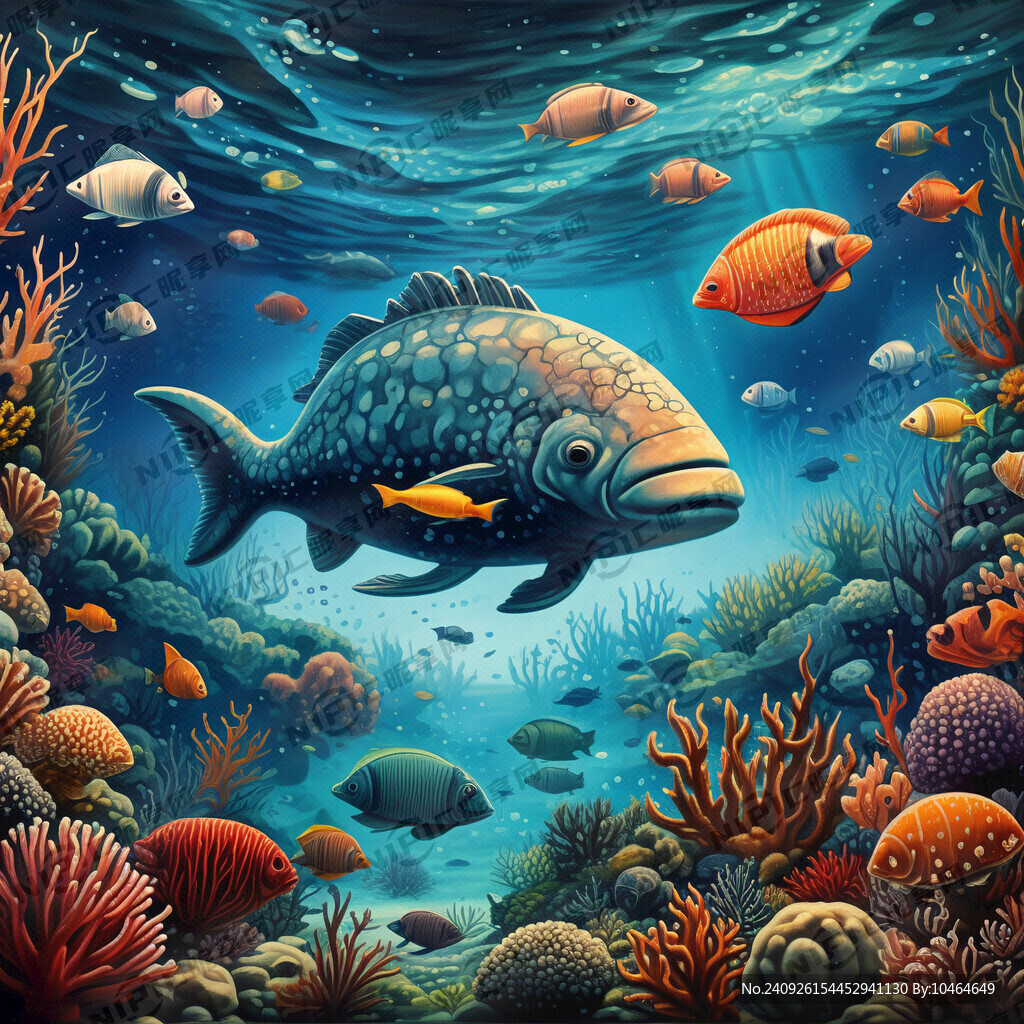 复古海底生物画