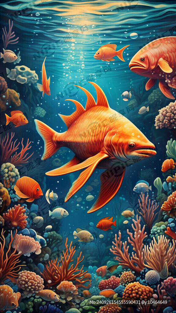复古海底生物标本画
