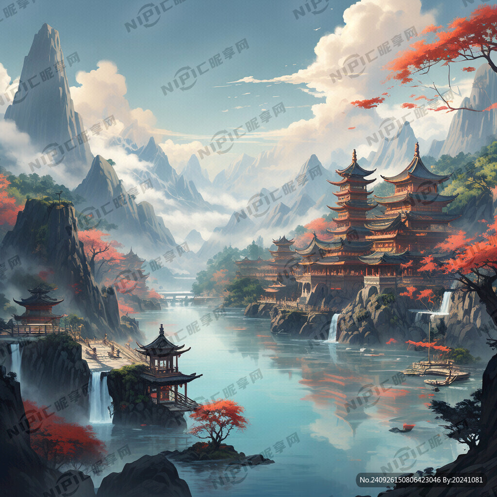 山河画卷 有江河 有亭台楼阁