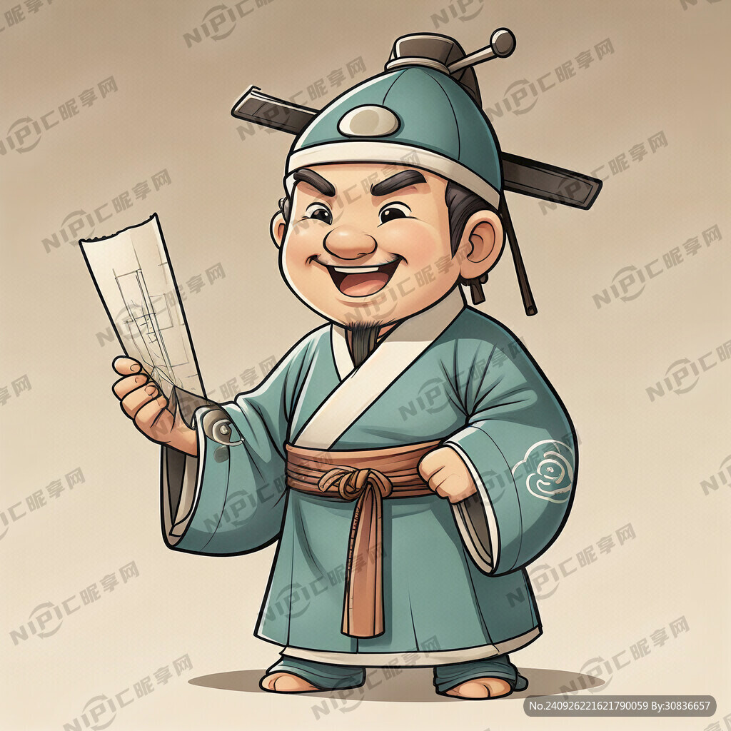 古代人物卡通形象   带着帽子