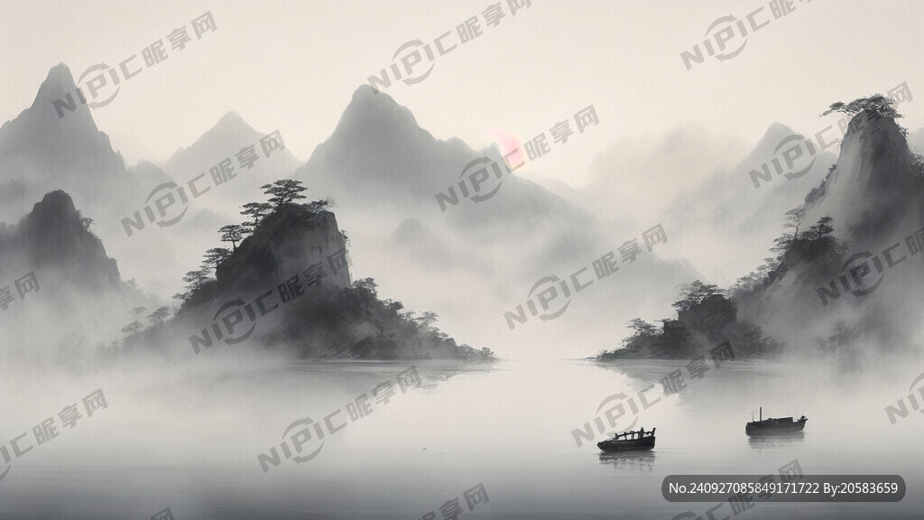 祥云纹样、山水小景以及印有经典