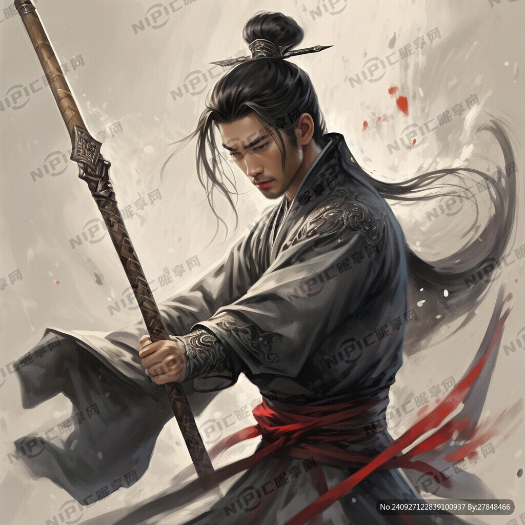 人物拿棍子