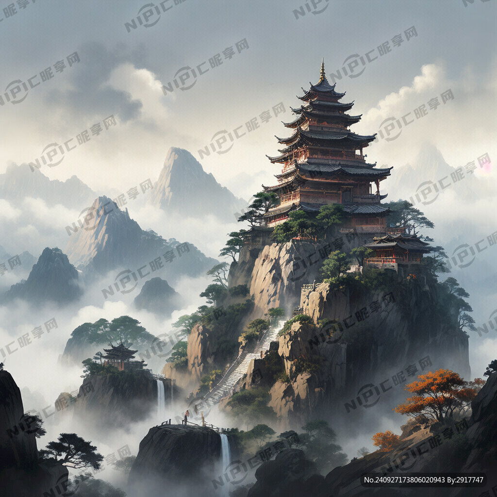 祝融峰  祝融殿 山水画背景