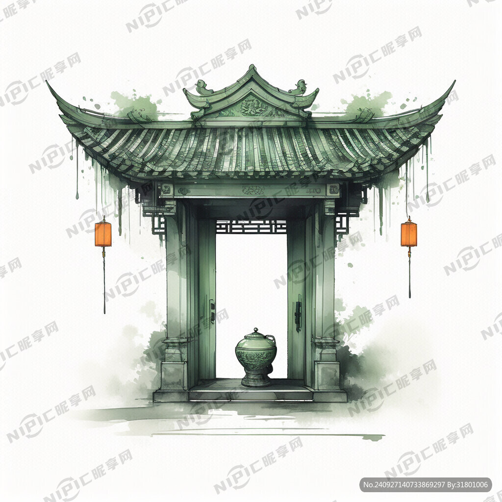 绿色的中式卖茶门头